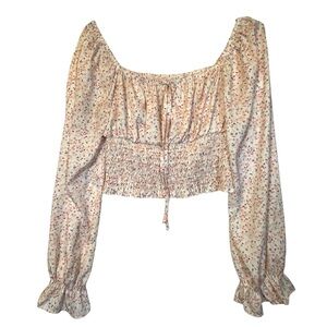 SHEIN Cream Puff Sleeve Crop Blouse👚​